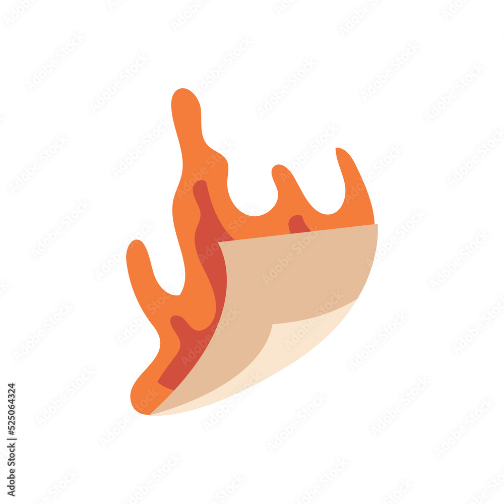 Poster Deadlines and urgent business projects to complete. Isolated burning file or paper, report in flames. Conflict or trouble at work, problems and stress. Vector in flat style