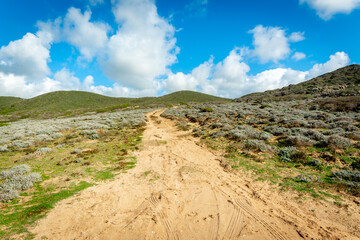 Green hill under a cloudy sky in Sardinia