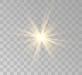 Transparent yellow sunlight special lens flash light effect. Front solar flare lenses	