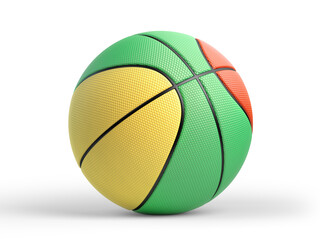 Basketball with Latvian Flag on White with Clipping Path