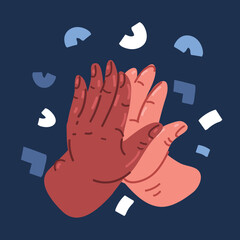 Cartoon vector illustration of Cartoon two Hands giving a High Five. Teamwork concept.