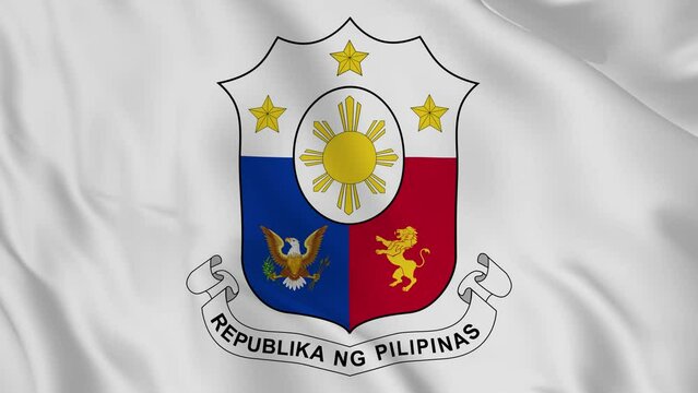 Philippines national emblem or symbol in waving flag. smooth 4k video seemless loop