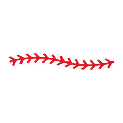 The red stitch or stitching of the baseball Isolated on white background.