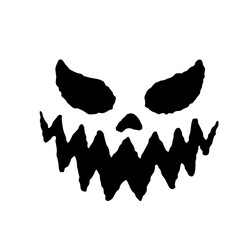 Scary Ghost Horror Face Silhouette Vector For Carving On Halloween Pumpkin