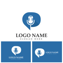 Fototapeta na wymiar Podcast Logo icon Design Vector Template microphone symbols
