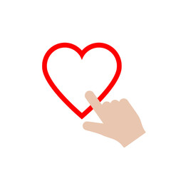 Shopping Wish List icon. Pointing finger heart logo