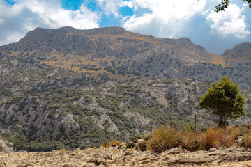 mountain landscape with clouds in mallorca