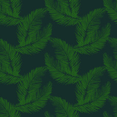 Tropical palm leaf Seamless vector illustration pattern background. Design for use All over textile fabric print wrapping paper backdrop and others. Exotic Summer plant leaves graphic design