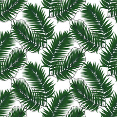 Naklejka na ściany i meble Tropical palm leaf Seamless vector illustration pattern background. Design for use All over textile fabric print wrapping paper backdrop and others. Exotic Summer plant leaves graphic design