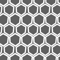 Vector. The texture of the contour hexagon. Monochrome, black and white, grey  geometric seamless pattern. Mosaic abstract background. Hexagonal repeating hand drawn geometric polygon texture.