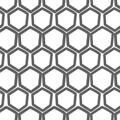 Vector. The texture of the contour hexagon. Monochrome, black and white, grey  geometric seamless pattern. Mosaic abstract background. Hexagonal repeating hand drawn geometric polygon texture.