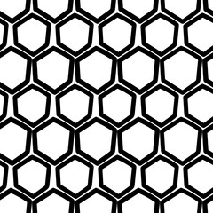 Vector. The texture of the contour hexagon. Monochrome, black and white, grey  geometric seamless pattern. Mosaic abstract background. Hexagonal repeating hand drawn geometric polygon texture.