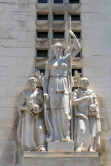 A sculpture group with Athena outside the building of Faculty of Physics, University of Coimbra