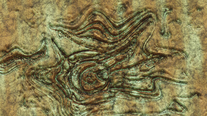Corrosion on the metal surface - destroyed and rusty plates. 3d illustration