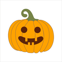 Pumpkin with cheerful emotion on holiday of Halloween