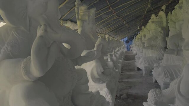 walking through lord ganesha idols one by one