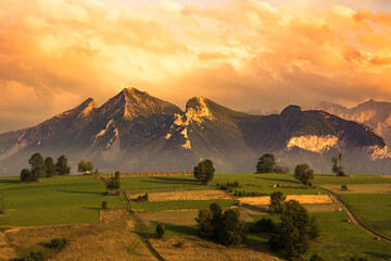 sunset in the mountains