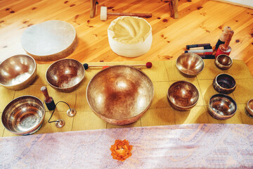 Beautiful tibetan bowl ready for meditative music.