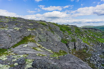 Fototapeta na wymiar Mountains Apatite. Ski resort- Arctic region of Russia is a popular hiking trail