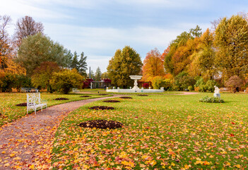 Private garden in Catherine park in autumn, Tsarskoe Selo (Pushkin), Saint Petersburg, Russia