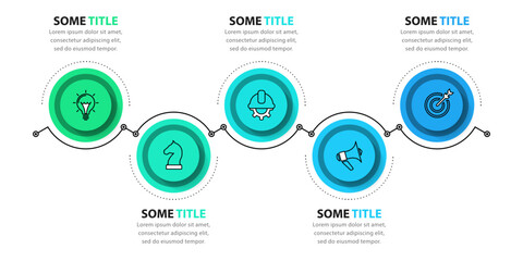 Infographic template. Horizontal timeline with 5 circles