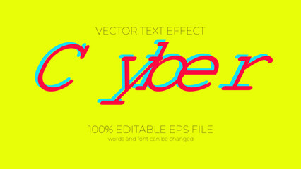 cyber editable text effect style, EPS editable cyber text effect