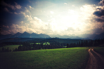 sunset in the mountains