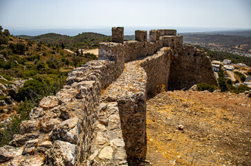 Castle of Asklipio on Rhodes island, Dodecanese islands, Greece, Europa morning time
