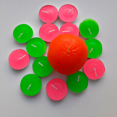 pink and green candles