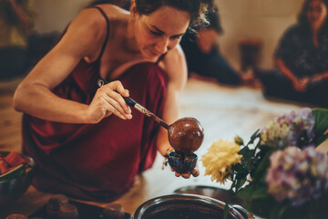 Cacao ceremony, heart opening medicine. Ceremony space.