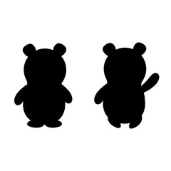 Set of silhouette bear. Vector illustration.