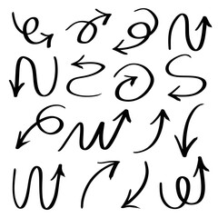 set of hand drawn dotted arrows