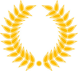 Golden laurel wreath heraldic emblem