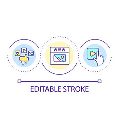Social media advertising loop concept icon. Video ads abstract idea thin line illustration. Achieving branding goals. Digital channel. Isolated outline drawing. Editable stroke. Arial font used