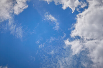 Fototapeta na wymiar The bright blue sky with white clouds.