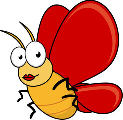 Insect with red wings, butterfly or bug