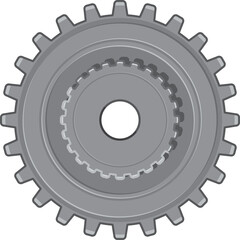 Settings and function gear, metal cogwheel icon
