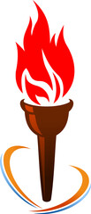 Torch with fire, symbol of victory and glory
