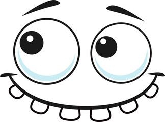 Strange stupid emoticon with broad toothy smile