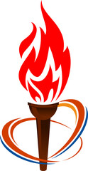 Burning fire in torch isolated sport symbol