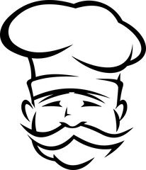 Chef cook with moustache, russian kitchener