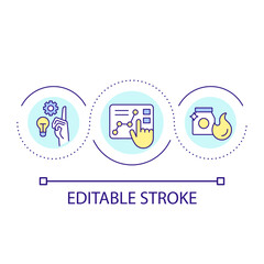 Fototapeta premium Measuring performance of sales loop concept icon. Tracking sales progress abstract idea thin line illustration. Developing ideas for product. Isolated outline drawing. Editable stroke. Arial font used