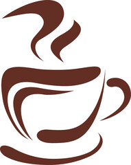 Cup of coffee or tea and kettle