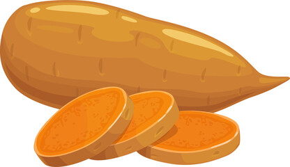 Potato tubers isolated realistic cut sweet bulbous