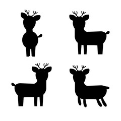 Deer silhouette set. Vector illustration.