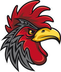 Bird with cockscomb isolated black rooster