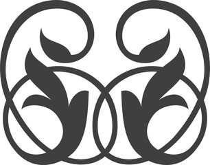 Outline floral element isolated tattoo design