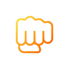 Punching fist pixel perfect gradient linear vector icon. Hand gesture. Fighting action. Threat and fight. Thin line color symbol. Modern style pictogram. Vector isolated outline drawing