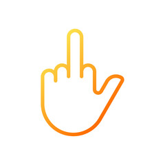 Obraz premium Middle finger pixel perfect gradient linear vector icon. Obscene hand gesture. Offensive non verbal message. Thin line color symbol. Modern style pictogram. Vector isolated outline drawing