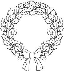 Christmas mistletoe wreath with bow illustration